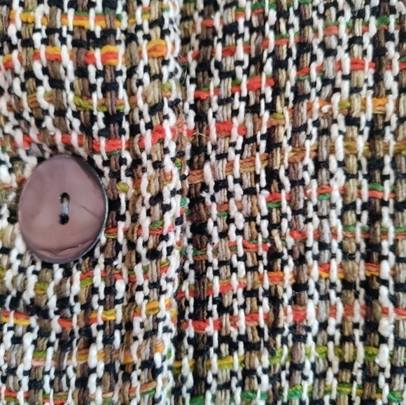 Chico's Vintage Silk tweed blazer jacket Size 1  (8 medium) buttoned w/ pockets - Picture 4 of 5